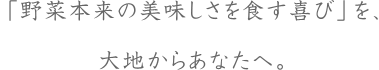 「野菜本来の美味しさを食す喜び」を、大地からあなたへ